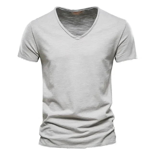 New 100% Cotton Men T Shirt Tops V Neck Thin Short Sleeve Tees High Quality Men's Fashion Fitness Hot T-shirt For Men Size S-5XL