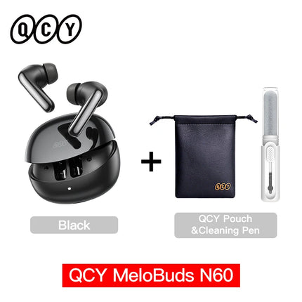 QCY MeloBuds N60 HT19 Wireless Bluetooth 6.0 Earphones 56dB Hybrid ANC LDAC Hi-Res Audio with Coaxial Dual Driver Earbuds 45Hrs