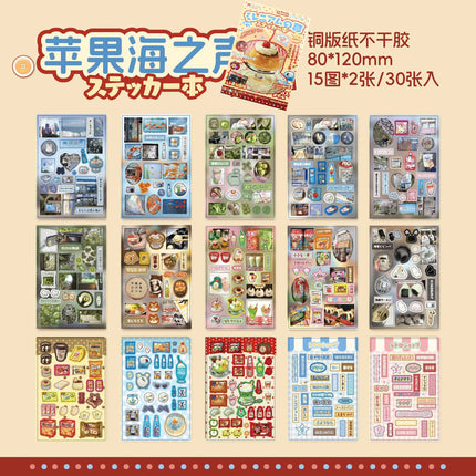 30pcs Stickers Book Kawaii Japanese Style Glitter Film Die-cutting Sticker Book Diy Handmade Scrapbook Aesthetic Stationery