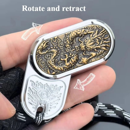 Dragon Pattern EDC Rhythm Direct Push Rotating Mechanical Metal Fingertip Push Card Decompression Desktop Toy Gift