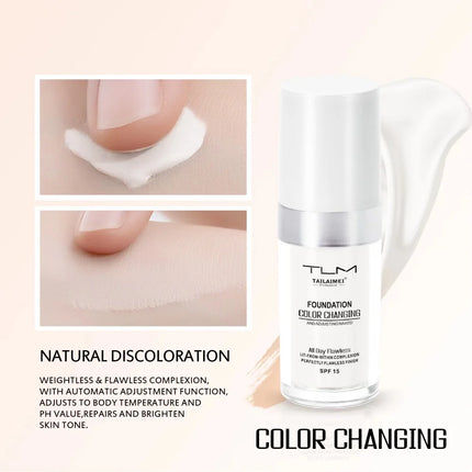 TLM TAILAIMEI F054-B Color Changing Foundation Magic Foundation Makeup Full Coverage Base Maquillaje Long Lasting Makeup Base