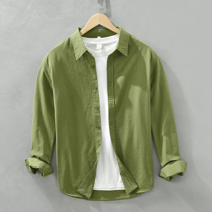 Men's Long-Sleeved Casual Shirt, Artistic Fresh Cotton Lapel Loose Shirt, Outdoor Camping Thin Coat, Cardigan Top