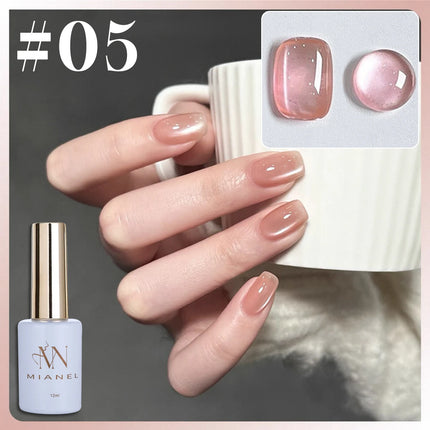 10ML 1-8PCS 2026 New Nude Pink Glass Bead Gel Nail Polish Gold Light Magnet Nude Cat Eye Gel Polish Cute Nails Nail Supplies