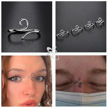 ZS 1PC 16G 925 Silver Inner Hook Outer Hook Eyebrow Ring Spiral Bridge Nose Stud Helix Earring Gold Color Cartilage Piercing