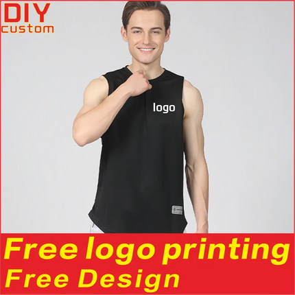 Quick Drying Elastic Sports Sleeveless T-Shirt Shirt Custom Printing Logo Embroidery Men's and Women's Running Fitness Vest
