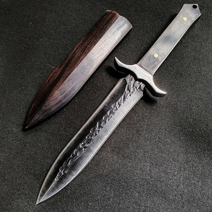 High Hardness Damascus Blade Ebony Handle  Camping EDC Fruits Jungle Knife Outdoor Survival Field Portable Tools Collection Gift
