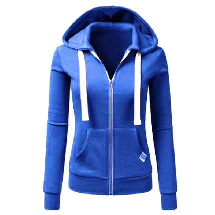 Autumn/Winter New Women'sPersonalized Fashion Sports Hoodie Long Sleeve Drawstring Pocket Zipper Coat Woolen Sweater Top CYXX386