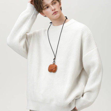 Men's 18oz Heavyweight Chunky Knit Sweater Basic Crew Neck Solid Color Textured Streetwear Winter Thermal Non-Scratch Top