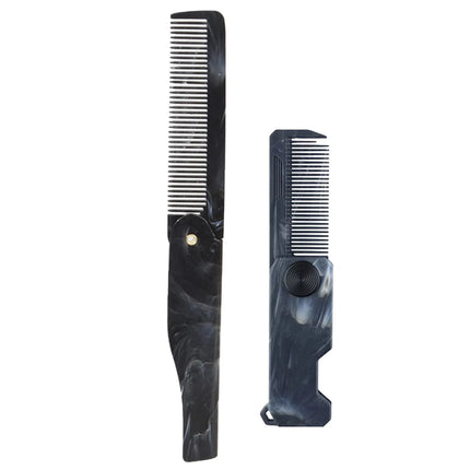 1/2PCS Marble Pattern Beard Folding Comb With Key Chain Mini Mustache Comb Men Portable Travel Beard Care Hair Styling Tool Comb