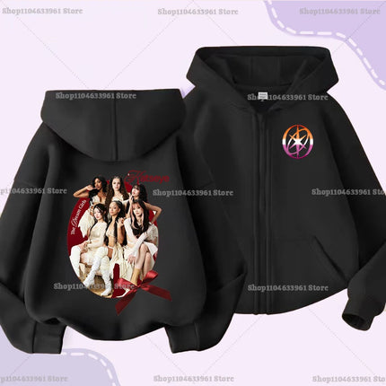 Katseye Children Cardigan Coat Girls Baby Sweet Hooded Zipper Jacket Fashion Kid Sweatshirt Cute Clothes Top Anime Birthday Gift