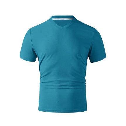 2025 New Men's Casual Fashion Simple V-neck Short-Sleeved T-shirt Summer Comfortable Breathable Versatile Top