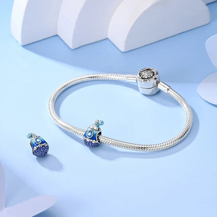 Blue Series 925 Sterling Silver Owl Butterfly Pirate Ship Car Beetle Clogs Charm Fit DIY Bracelet Necklace Fun Matching Gifts