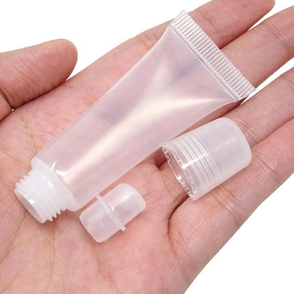 12-200pcs Empty 10ml Transparent Lip Gloss Squeeze Tube Mini Clear Cosmetic Soft Tubes Portable Travel Lip Gloss Containers