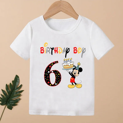 Mickey Mouse Print Cartoon Girls Clothes 1 2 3 4 5 6 7 8 9 Years Happy Birthday Custom Name Kids T-shirt Baby Children T-Shirt