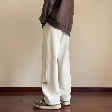 Velvet Trousers Men's Sweatpants Straight-Leg Loose-Fit Wide-Leg Trousers Men's Sports Casual Trousers Soft