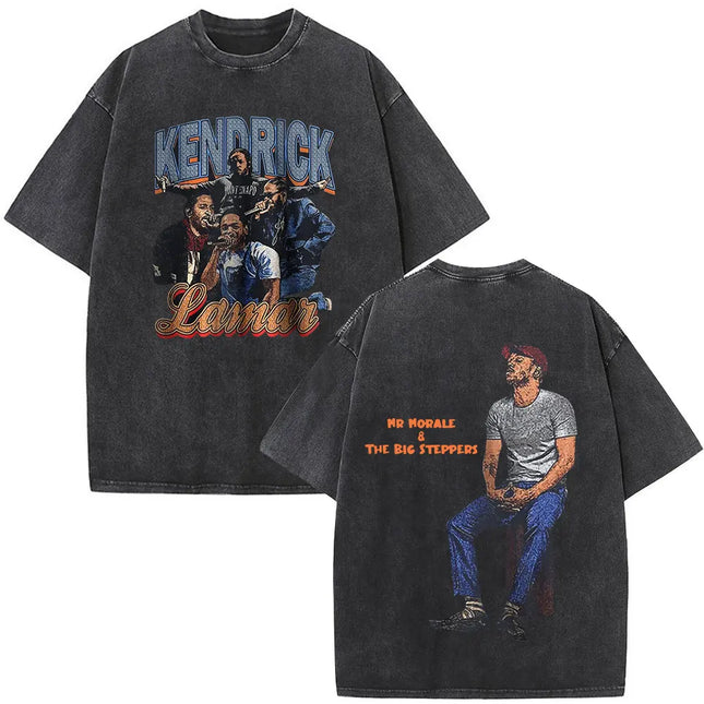 Washed Vintage Rapper Kendrick Lamar Album Merch T-shirts Men's Clothing Hip Hop Retro Oversized T-shirt Fashion Trend Tee Shirt