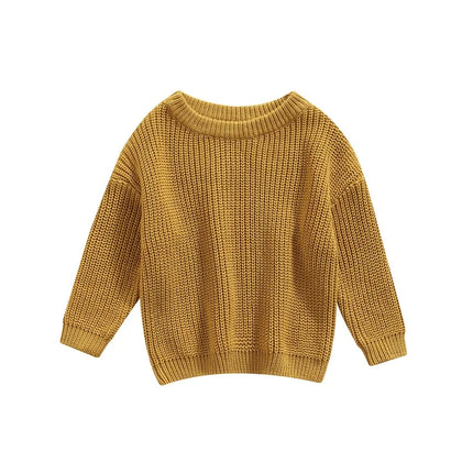 Autumn Baby Girls Boys Sweaters Coat Kids Knitting Pullovers Tops Baby Boys Girls Solid Color Basic Cotton Long Sleeve Sweater
