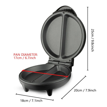 Electric Frying Pan 6.7Inch Pizzas Maker Home Omelette BBQ Pancake Baking Machine Nonstick Pan for Pizzas Quesadillas Bread Cake