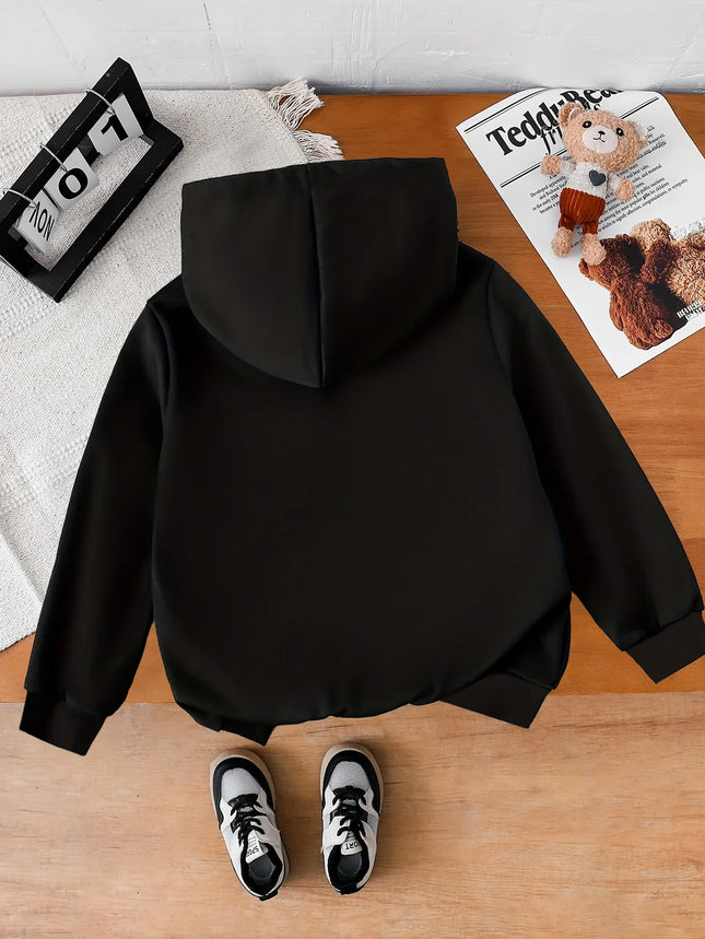 This autumn single-piece girls' fashionable hooded sweatshirt features a simple and elegant heart-shaped pattern print