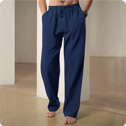 2025 New Men Spring Summer Quality Trousers Mens Cotton Hemp Breathable Comfortable Casual Home Straight Pants Linen Men's Pants