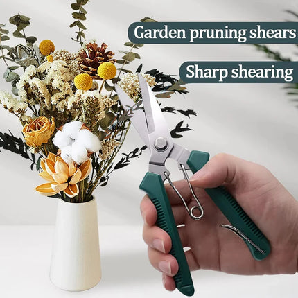 Non-slip Grip Stainless Steel Straight Head Garden Shears Practical Manual Scissors for Outdoor Plants and Bonsai Trimming