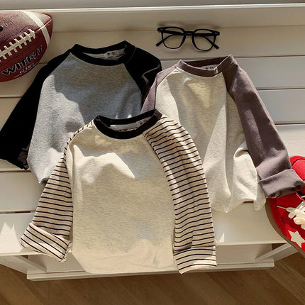 Kids' Striped Long-Sleeve T-Shirt Toddler Girl Loose Bottoming Shirt Boy Baby Casual Tops Fashion Children's Cotton Tees