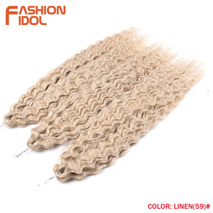 FASHION IDOL 22 Inch 300g 3PCS Ariel Curl Hair Water Wave Twist Crochet Hair Synthetic Ombre Brown Fiber Braiding Hair Extension