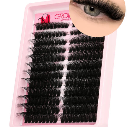 GROINNEYA Lashes Clusters Cat Eyelashes Wispy Individual Lashes Extensions Volume Fluffy Clusters Lashes DIY Eyelashes Makeup