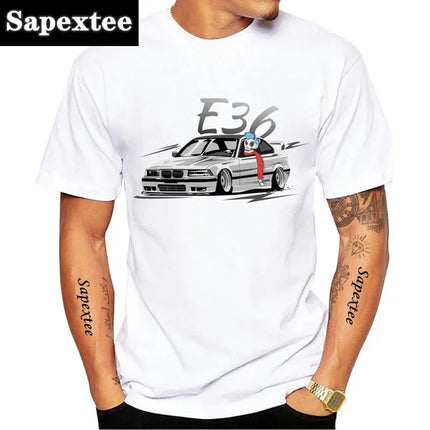 E30 E28 E36 Low Style Skull Driver T-Shirt New Summer Men Short Sleeve E90 Sport Car Design Boy Casual Tops Adventur White Tees