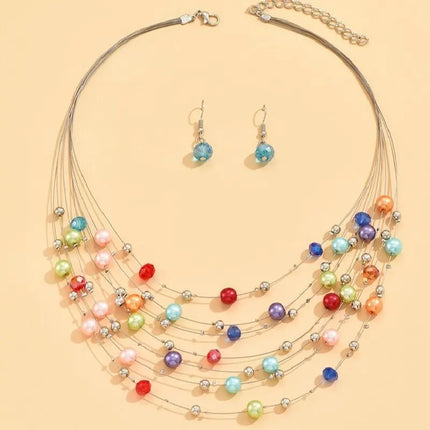 3 Pieces Of Women's Trendy Colorful Beaded Earrings, Necklaces, Jewelry Sets, Weddings, Banquets, Parties, And Holiday Gifts8776