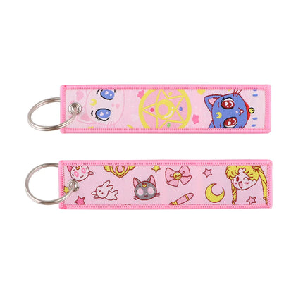 Sailor Moon Keychain Usagi Anime Embroidery Key Tag Motorcycles Cars Backpack Chaveiro Keychain Fashion Key Ring Friends Gift