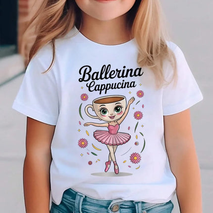 Italian Brainrot Cute Meme T-Shirt for Girls Clothes Ballerina Cappuccino Print Tee Tops Pink Summer Kawaii Outfits Streetwear