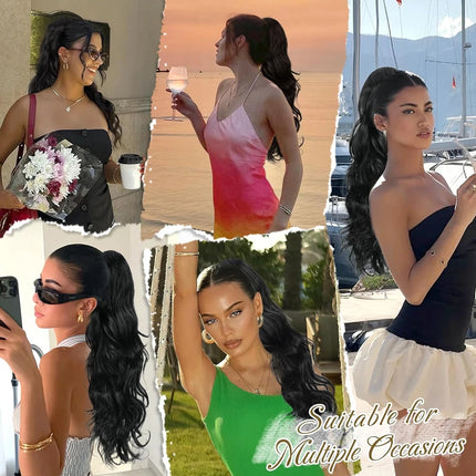 18 Inch Curly Wave Claw Clip In Ponytail Hair Extensions Synthetic Layer Wavy Claw Pony Tail Hairpieces For Women Daily Use