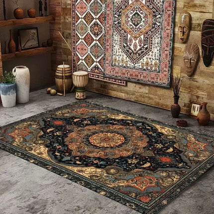Persian American Retro Carpet Large Area Living Room Decoration Home Ethnic Style Bedroom Rug Cloakroom Lounge Soft Washable Mat