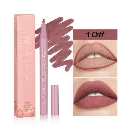 Waterproof Liquid Lip Liner, Gourd Shape Sponge Applicator for Precise Outline - Matte Long-Lasting Lip Contour Pen, Lip Tint