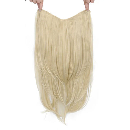 22Inch Synthetic Long Micro Curly Layered Hair Extension Patch Natural Looking Invisible One Piece Wig for Women