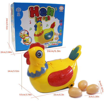 Novelty Chicken Laying Eggs Toy Music Animal The Magic Chicken with 3 Eggs Realistic Sound Singing Laying Eggs Puzzle Toys