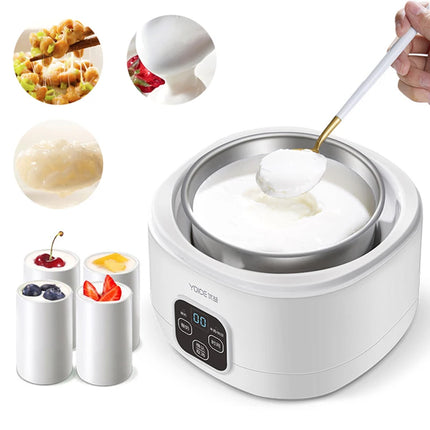 1.0L Automatic Yogurt Maker Household Multifunctional Yogurt Machine Rice Wine Natto Machine DIY Yogurt Tools with Jars 220V
