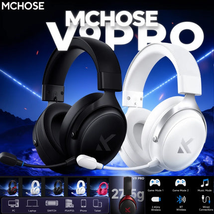 MCHOSE V9 Pro Gaming Headset Wireless 7.1 Channel Surround Sound Three Mode Low Latency Noise Canceling Mic for PS5 PC SWITCH