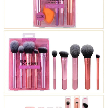 Portable Makeup Brush Set Foundation Blush Highlighter Brush Long Handle Artificial Fiber Brushes Box Packaged for General Use