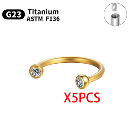 1/5/10pcs G23 Titanium Piercings Labret Stud Lip Nose piercing kit Eyebrow C rod Body Jewelry ASTM-F136 Cartilage Earring