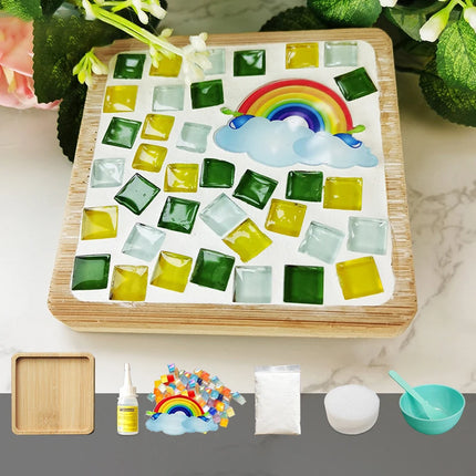 Handmade DIY Mosaic Cup Mat Bottom Bamboo Pad Early Education Free Creation Handicraft Toys