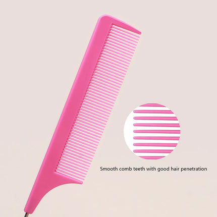 1pc Professional Pointed Tail Comb Salon Hair Styling Stainless Steel Antistatic Dyeing Hair Comb Special for Real Hair Wigs