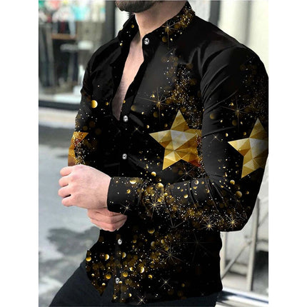 2024 Men's  Long Sleeve Shirt Casual All-match Fashion Street Men's Shirt Lapel Single-breasted Long Sleeve Top Men's Clothing