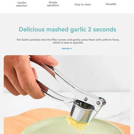 Garlic Press Anti-Skid Thickened Garlic Clip Multifunctional Zinc Alloy Stainless Steel Manual Pull Type Garlic Punch