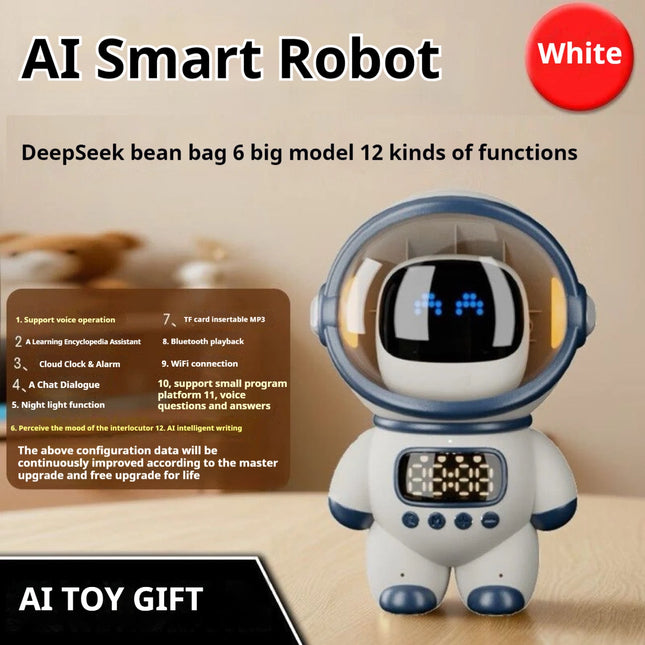 Ai Smart Ai Voice Chat Robot Bluetooth Speaker Digital Alarm Clock Sleep Aid Night Light Home Kids Companion Festival Gift