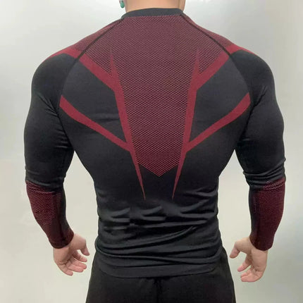 Men Long Sleeve Compression Fitness T-Shirt Quick-Dry Running Gym Training