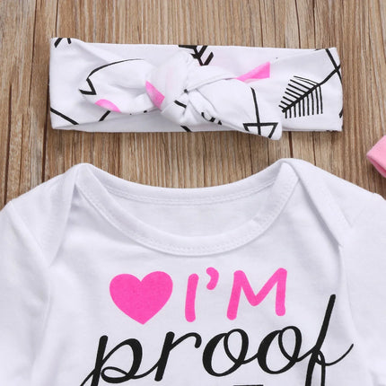 4Pcs Baby Girls Clothes Sets Newborn Letter Print Long Sleeve Romper Tops Pants Hat Headband Summer Autumn Baby Outfits 0-24M