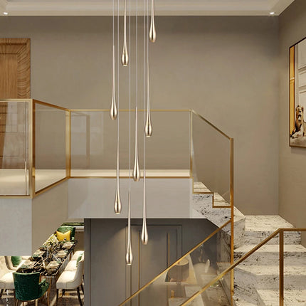 Modern Lighting Gold-Plated Chandelier Minimal Design Luxury Living Room Lamp Restaurant Kitchen Chandelier Led Stair Chandelier