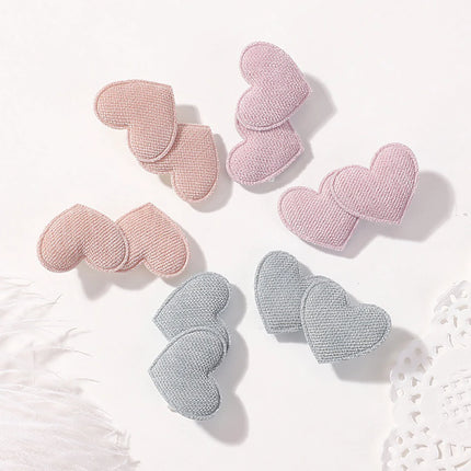 2PCS/Set Cute Heart Shaped Hair Clips for Baby Girl Candy Color Fabric Hairpin Princess Barrettes Kids Hair Accessories Headwear